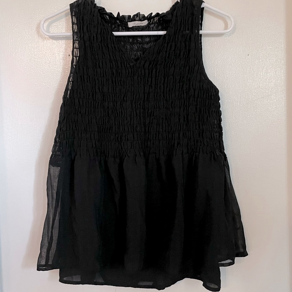 Black Sheer Blouse with Attached Camisole